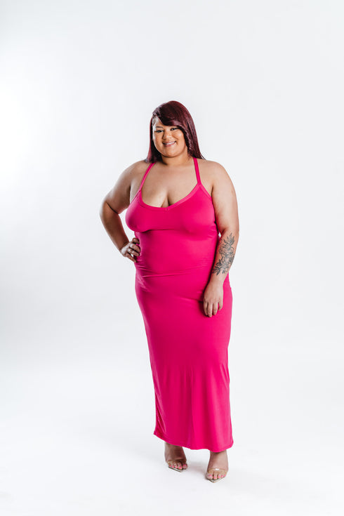 Fuchsia Racerback Maxi Dress | Plus Size